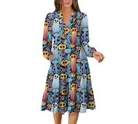 TOFOTL Vestito Gotico Donna Halloween Kahlo 2025 Camicia Medievale Vita Vestito Vampiro Donna Dracula Economici Halloween Regina Picture Jack Skeletron Costume 13 Costume Fata 96-Blu S