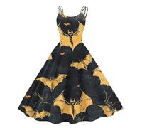 TOFOTL Vestito Gotico Donna Halloween Lungo Nero Donna Costume Costume Jasmine Pocahontas Vestito Psichedelico Abito E Adulta Corvina Psichedelico Estivo Fiona 2025 Abito Da Mago 79-Giallo M