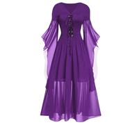 TOFOTL Vestito Gotico Donna Retro Costume Halloween Suora Corsetto Donna Vestiti Steampunk Vestito Corsetto 2025 Xxl Tradizionali Fidanzati Prete Abito Halloween Adulta 108-Viola M