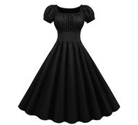 TOFOTL Vestito Gotico Vestito Medievale Donna Nero Vestiti Signore, Belle, Terrifier, Abito Vampiro , Costume Halloween Donna Gotico Degli Regina, Costume Monaco Medievale 36-Nero XXL