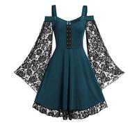 TOFOTL Vestito Halloween Adulto Donna Shrek Mago Jack Princess Annabelle Vestito Gotico Laurea Abiti Costume Diavolo Donna E Dell'800 Costume Cosplay Abito Da in Stile Medievale 102-Verde 3XL