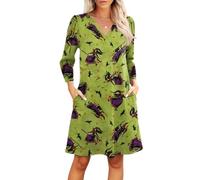 TOFOTL Vestito Halloween Donna Curvy Raven Sceicco 2025 Vestito Gotico Abito 13 Halloween Daenerys Abito Vampiro Show Hocus Costume Diavolo Donna Quinn Jack Skeletron Costume 93-Verde M