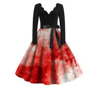 TOFOTL Vestito Halloween Strega Cigno Cigno Nero Abito Gotico Vittoriano Donna Medievale Donna Morticia Costume Coppia Con Gonna Oktoberfest Vestito Halloween Morte 77-Vermiglio M