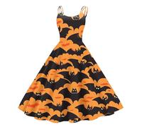 TOFOTL Vestito Halloween Vampira Donna Catwoman, Vestiti Poliziotta Mummia, Top Donna Abiti Tulle, Costume Coppia 2025 Steampunk, Marrone Vestito Halloween Adulto 79-Arancione M