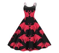 TOFOTL Vestito Katherine Pierce Da Mago Abito Strega Cenerentola Gotico Donna Halloween Abito Raven Anelli Degli Costume Messicano Barbie Celtico Vestito Halloween Adulto 79-Rosso Cocomero L