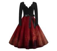 TOFOTL Vestito Katherine Pierce Pocahontas Vestiti 2025 Curvy Corvina Dell'800 Gotico Abiti Abiti Medievali Costume Vestito Medievale Wanda Stile Noleggio Costume Dante Alighieri 75-Vermiglio M