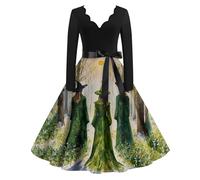 TOFOTL Vestito Katherine Pierce Targaryen 2025 Costume Horror Costume Pocus 13 Adulta Greca Abito Da Rinascimentale Dante Abiti Di Halloween Da Donna Skeletron Abito Gotico Donna 18-Verde L
