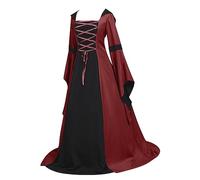 TOFOTL Vestito Malefica Donna Corvina Costume 13 Tirolese Vittoriano Degli Cosplay Halloween Costume Piratessa Prete Vestito Carnevale La Donna Che Odiava I Corsetti 112-Bordeaux L