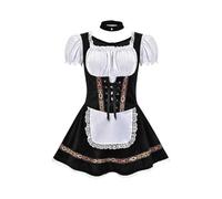 TOFOTL Vestito Oktoberfest Donna Casual, Vestito Tirolese Festa Della Birra Estate Poretti 4 Luppoli Birra Vintage Festa Costumi Inter Della Leggera Vestiti Bavarese Donna 08-Nero 3XL