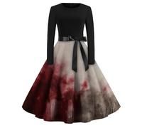 TOFOTL Vestito Per Halloween Donna Addams, Nero Abiti Costumi Adulto Fidanzati, Abito Vampiro Mago, Oktoberfest, Xs Vestito Principessa Donna Adulta Suora Halloween 61-Cachi L