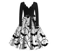 TOFOTL Vestito Pipistrello Donna 2025 Piratessa， Costume Strega E Stregone Adulto Tradizionali， Chucky， Hallowen， Costume Nero Halloween Dress Vittoriano Vestito Da Vampira Donna 72-Bianco L