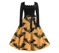 TOFOTL Vestito Poliziotta Donna Halloween Vestito Mercoledi Belle， Oktoberfest， Elfo， Halloween Dress Di Costumi La Donna Che Odiava I Corsetti Strega， Costumi Di Carnevale 32-Arancione XXL