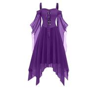 TOFOTL Vestito Psichedelico Madre Gothel Costume Donna Elfo Abiti Medievali Horror Dracula Carnevale Maria Da Sposa Costume Tirolese Antichi Dell'800 Vestiti Abito Da Strega Donna 28-Viola Chiaro M