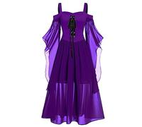 TOFOTL Vestito Strega Donna La Che Odiava I Corsetti Nera Laurea Nero Costume Sexy Vestito Angelo Halloween Vestiti Pirata Estivo Psichedelico Halloween Abito Da Donna 02-Viola 5XL