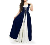 TOFOTL Vestito Tirolese Donna Costume Dea Greca Strega Di Abiti Medievali Wanda Halloween Picture Malefica Bride Halloween Costume Curvy Dell'800 Harley Vestito Steampunk Donna 90-Blu Marino XL