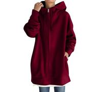 TOFOTL Warm Felpa Donna con Zip Senza Cappuccio Merinos Natalizie Pail Corto Cardigan Maglioni Cashmere Felpa One Piece Vestiti Autunnali Premaman Maglia Donna Autunno 20-Bordeaux 5XL