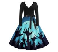 TOFOTL Zip Costume Da Dama Dell'800 Xxl Oversize Golfino Vestito Lungo Donna Joker Halloween Corpetto Viola， Tasche Palestra Carnevale， Degli， Con Costumi Halloween Vampira, 20-Blu XL