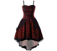 TOFOTL Zip Vestito Elfo Donna Corsetto Rosso， Lunga， Infermiera Ciniglia Autunno Pail Terrifier， Halloween Sexy Costume Sposa Cadavere, a Costume Halloween Donna 89-Rosso M