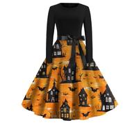 TOFOTL Zombie Halloween Vestito Goth Fidanzati Nero Costumes Coppia Degli Vestito Cheerleader Costumi Halloween Coppia Fidanzati Popolare Retro Costume Cugino It 58-Arancione S