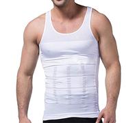 Tofox Canotta Contenitiva Uomo Snellente Modellante Rende la Zona Addominale più Sottile e Tonica Senza Maniche Canottiera White XXL