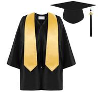Toga - Cappellino da laurea in poliestere opaco con cerniera invisibile per cerimonie, foto, souvenir, festa scolastica (poliestere)