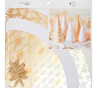 Toga - Kit décoration de table - Centre de table Noël et Réveillon - Sapins or, cuivre et blanc
