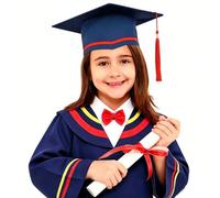 Toga Laurea Bambini Set con Toga Accademica Cappello Tocco e Nappa, Costume Uniforme per Cerimonia Diploma Asilo Scuola Materna e Primaria Diplomino Foto Ricordo Outfit per Cerimonia e Palcoscenico