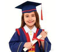 Toga Laurea Bambini Set con Toga Accademica Cappello Tocco e Nappa, Costume Uniforme per Cerimonia Diploma Asilo Scuola Materna e Primaria Diplomino Foto Ricordo Outfit per Cerimonia e Palcoscenico
