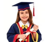 Toga Laurea Bambini Set con Toga Accademica Cappello Tocco e Nappa, Costume Uniforme per Cerimonia Diploma Asilo Scuola Materna e Primaria Diplomino Foto Ricordo Outfit per Cerimonia e Palcoscenico