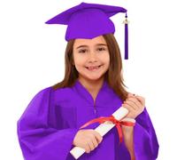 Toga Laurea Bambino Asilo Abito da Laureato Set Bambini Toga da Laurea per Scuola Materna e Tocco Laureato Cappello per Ragazzo Ragazza Prescolare Scuola Materna Costume per (Purple, 4-5 Years)