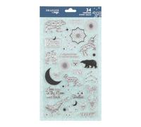 Toga - Timbri in silicone, trasparenti, "I love you to the moon and back", "Il est grand temps de rallumer les étoiles", Costellazioni, Origami animali -17 x 31 cm