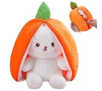 TOGETDREAM Pasqua Coniglietto, 25cm Kawaii Peluche Bambole Carota Fragola Giocattolo Morbido Cuscino Bambola per oltre 12 anni Bambini (giallo)
