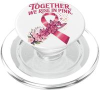 Together We Rise in Pink - Farfalla per la consapevolezza del cancro al seno PopSockets PopGrip per MagSafe