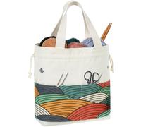 TOGETRUE Borsa per filati, borsa tote per lavori a maglia, organizer per filati, borse per uncinetto per progetti all'uncinetto, matassa per negozio, ferri da maglia corti (colore arco)
