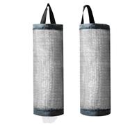 TOGETRUE Porta sacchetti in plastica, porta borsa della spesa in rete, dispenser portaoggetti da appendere (grigio scuro, 2 pezzi)