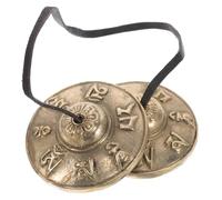 TOGEVAL 1 Paio campana del Nepal campane tibetane di tingsha Campane a percussione nepalesi Dingxia campane di tingsha campanelli per lo yoga campana di piatti tingsha rame D'oro