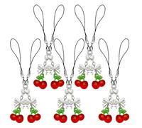 TOGEVAL 10 Pezzi Cordini per Cellulare con Fiocco Ciondoli a Forma di Ciliegia Catene Leggere per Telefono Adatte a Feste e Uso Quotidiano