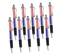 TOGEVAL 10 Pezzi Penne con Bandiera Americana Nero Liscio Design Retrattile Ergonomico per Scuola Ufficio e Casa Strumento Scrittura Patriottico per Luglio