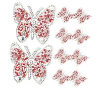TOGEVAL 10 Pezzi Toppe Adesive a Forma di Farfalla in Resina Rosso 6x6cm per Riparazione Abbigliamento Facile da Usare e Decorare Cappotti e Borse