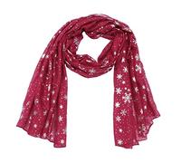 TOGEVAL 1pezzi Sciarpa Natalizia Neckerchief Rossa Con Stampa Fiocchi Di Brillantini Foulard Donna Elegante e Lucente Per Inverno e Autunno