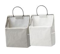 TOGEVAL 2 pezzi Borsa Portaoggetti da Parete in Tessuto Pieghevole con Ganci Adesivi Organizer Multipurpose per Camera Cucina e Ufficio Tasche Laterali e Ampia Tasca Principale Grigio e