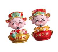 TOGEVAL 2 Pezzi Decorazioni God Of Wealth in Resina Adornamenti Desktop Unici per e Ufficio Sculture per Compleanni e Feste Design