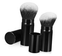 TOGEVAL 2 pezzi Pennelli Trucco Retrattili in Alluminio Spazzola Viso Compatta con Coperchio Protettivo Pennelli Blush e Polvere Portatili Resistenti per Cosmetici e Make-up Professionale