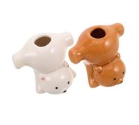TOGEVAL 2 Pezzi Portaspazzolini Animali Cartone Compatto Supporto con Drenaggio Organizer Bagno Resistente e per Spazzolini e Stuzzicadenti
