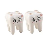 TOGEVAL 2 pezzi Portaspazzolino Forma Dente Supporto Bagno in Abs Resistente Organizer per Spazzolini e Accessori Adatto Casa e Hotel