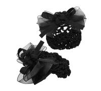 TOGEVAL 2 pezzi Rete per Capelli con Nodo Nero Retine Resistenti per Chignon Fermaglio Decorativo per Ospedali Laboratori e Centri di Bellezza Accessorio Professionale per Donna