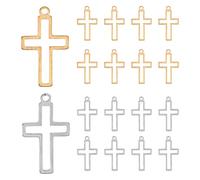 TOGEVAL 20 Pezzi Ciondoli Croce in Acciaio Inossidabile Traforati Mini Ciondoli Religiosi per Bracciali Collane e Portachiavi Accessori Fai da Te per Gioielli Cristiani