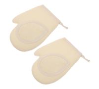 TOGEVAL 2pezzi Guanti da Bagno in Luffa Strumenti per Esfoliare la Asciugamani da Bagno Riutilizzabili per Pulizia Profonda Rimuovere le Cellule Morte Beige