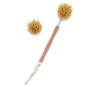 TOGEVAL 2pezzi Spazzola Portatile Multi-funzione Per Pulizia Della Schiena Con Manico Lungo Legno Naturale e Fibre Di Canna Da Perfetta Per Massaggio e Scrubbing Della