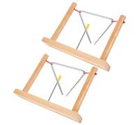 TOGEVAL 2sets Strumenti Musicali Triangolari Per Strumenti Percussione Metallo Con Supporti Legno e Bastoncini Facile Da Suonare e Imparare